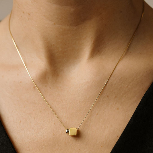 Minimalist Gold Cube Pendant