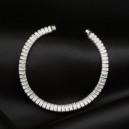 Silver rhinestone magnetic bracelet  on a black background